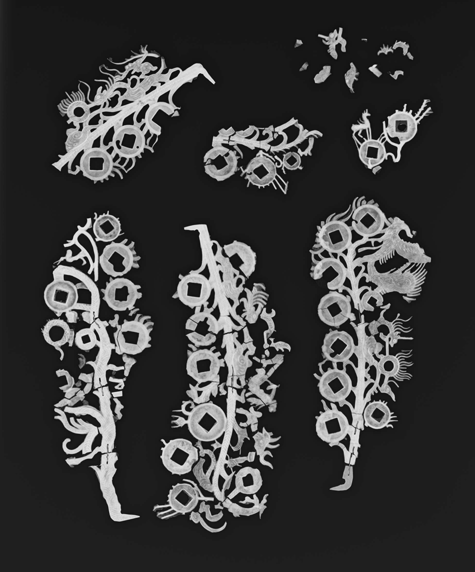 Arbre à Monnaies Han en alliage cuivreux, radiographie X